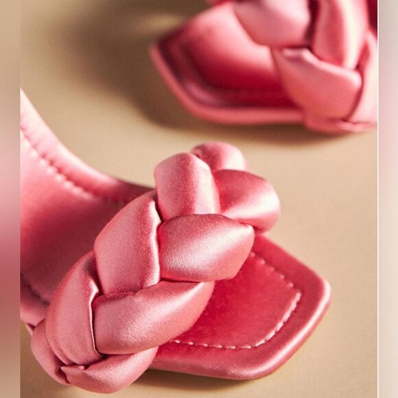 Loeffler Randall Freya Braided Curved Heel Sandals Bubblegum, New, Size 11 - Picture 4 of 14
